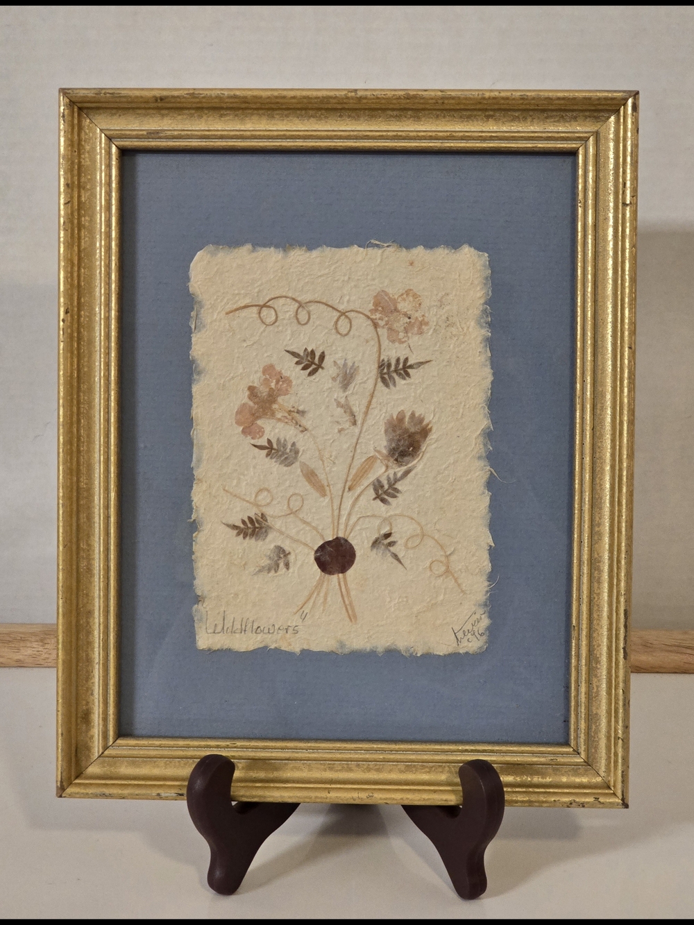 Vtg 1996 Madagascar Pressed Dried Flower Art "Wildflowers" Signed Framed 9x11